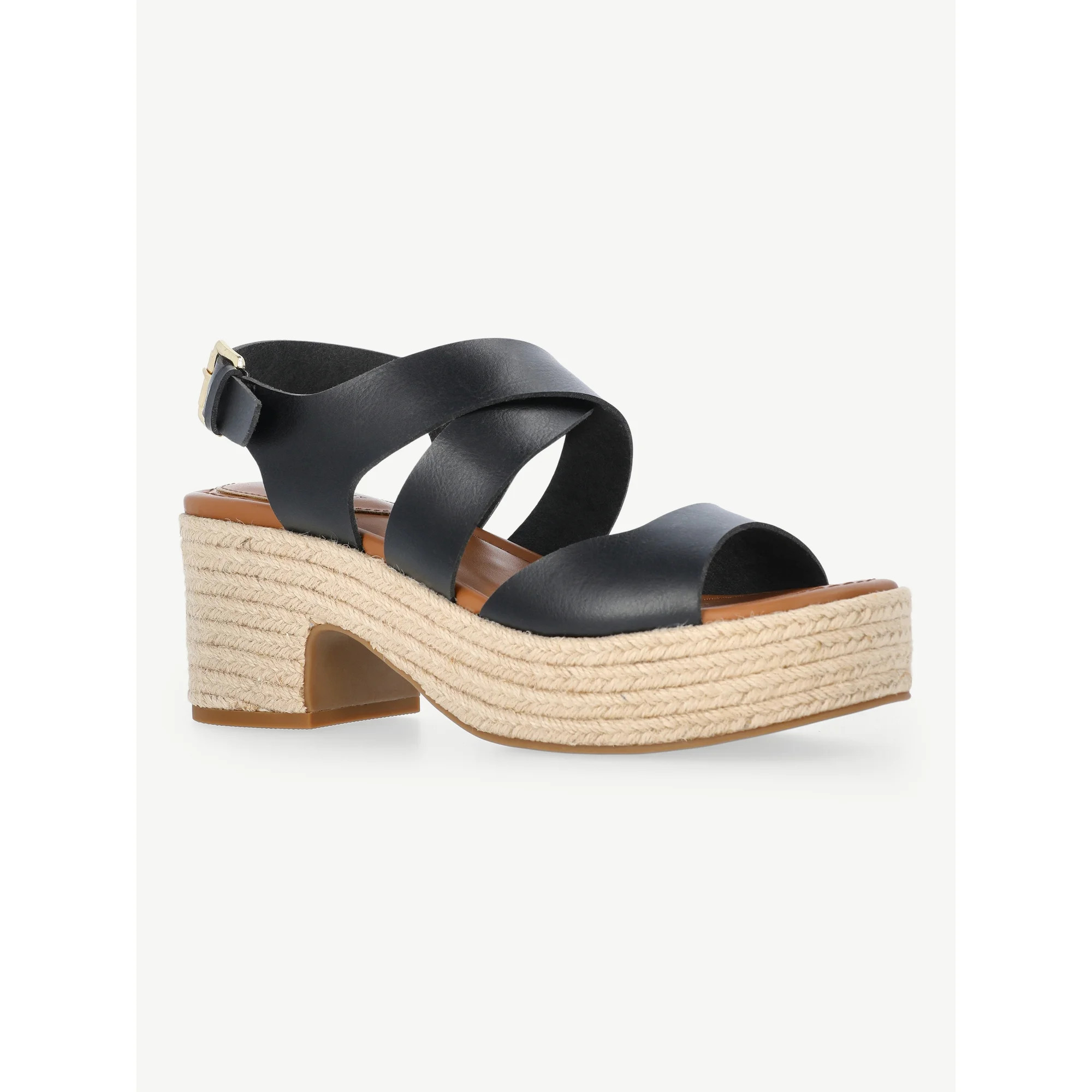 Free Assembly Women's Strappy Platform Block Heel Sandals | Walmart (US)