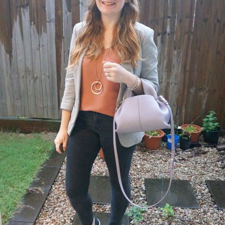 Rainy day workwear, dressing up this thrifted cami and black skinny jeans outfit with a grey blazer and some extra colour with my Polene numero neuf mini bag in lilac 💜

#LTKitbag #LTKaustralia #LTKworkwear