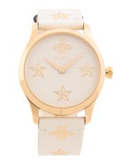 Swiss Made G Timeless Star And Bee Leather Strap Watch | Designer Jewelry | T.J.Maxx | TJ Maxx