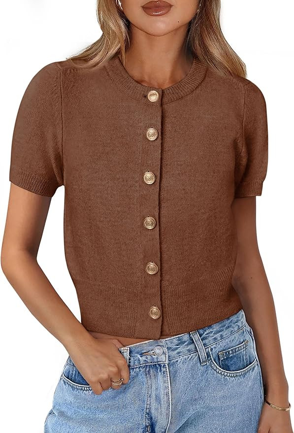 PRETTYGARDEN Womens Casual Summer Short Sleeve Cardigans 2026 Button Down Knitted Sweater Basic C... | Amazon (US)