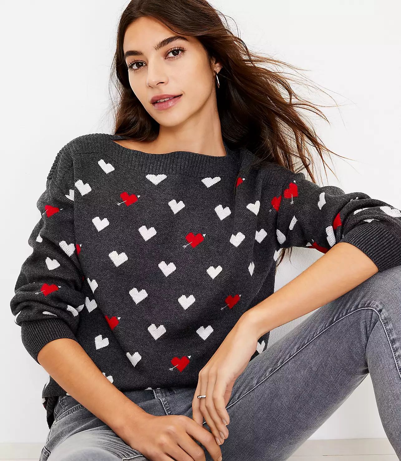 Heart Boatneck Sweater | LOFT