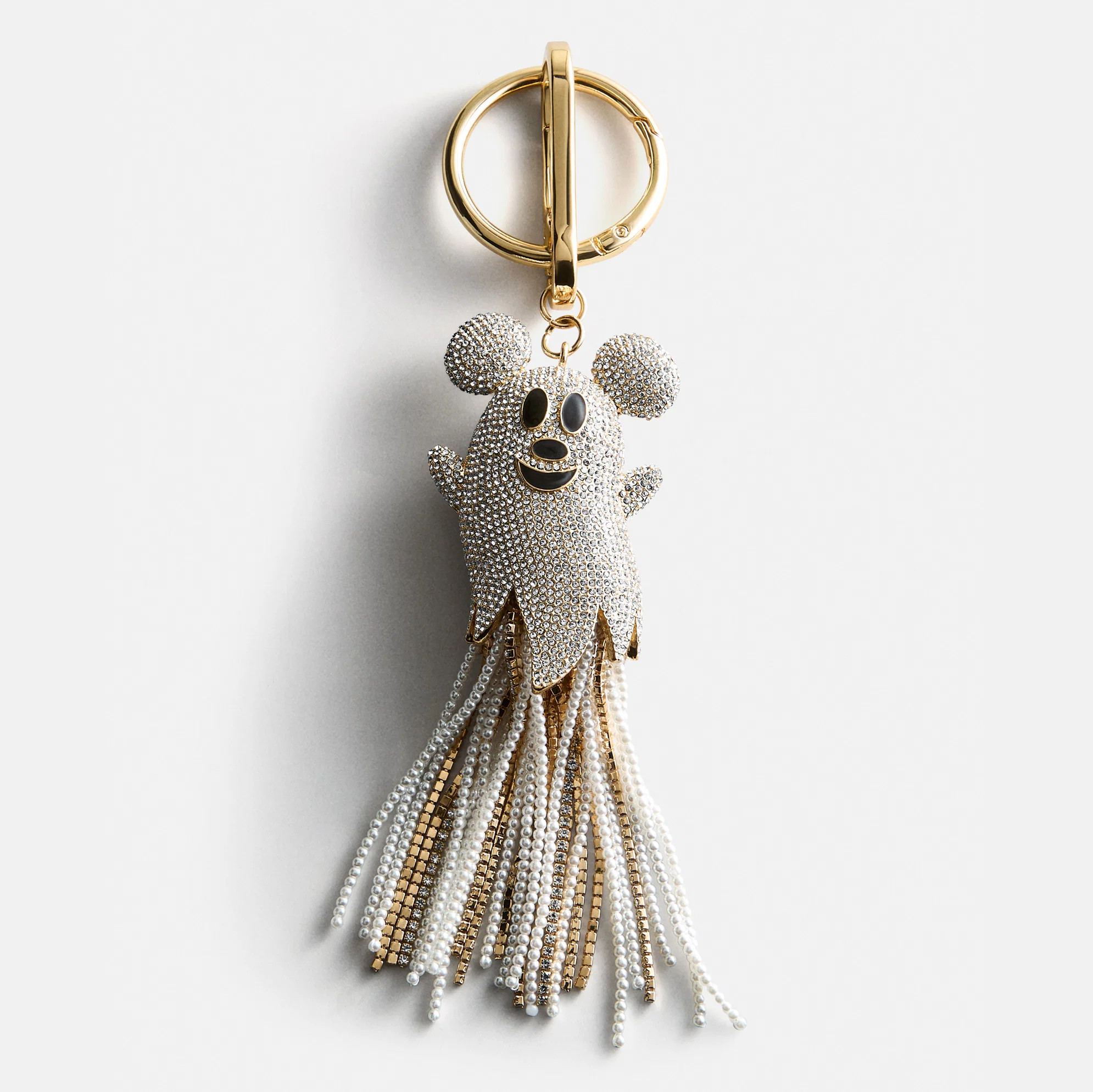 Disney Mickey Mouse Crystal Ghost Bag Charm - White | BaubleBar