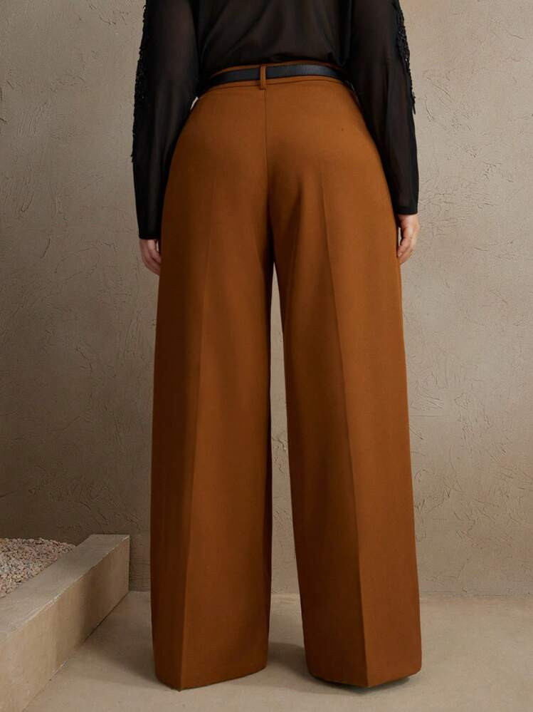 Anewsta Plus Size Women Casual Straight Leg Suit Pants For Commute & Vacation, New Year Graduatio... | SHEIN