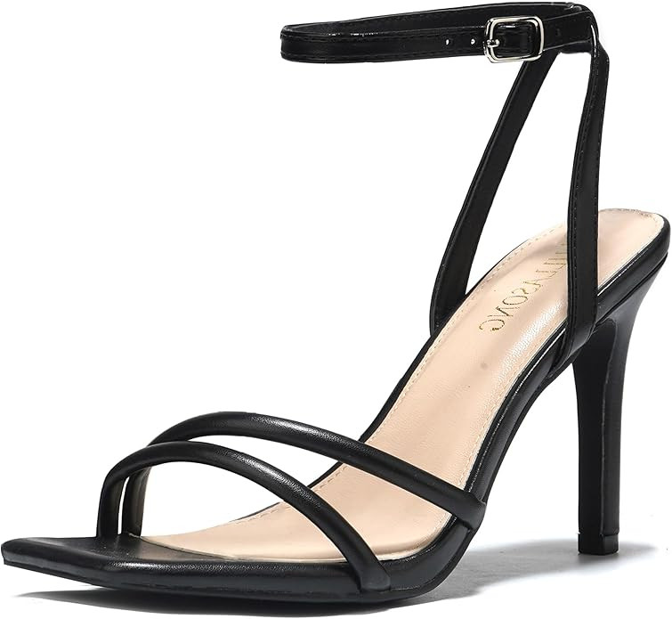 LULLASONG Women's Heels Strappy Ankle Strap High Heels 3.5 Inch Heeled Square Open Toe Sandals fo... | Amazon (US)