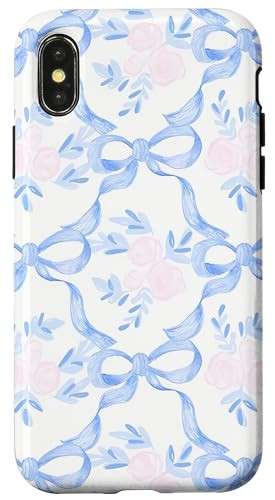 iPhone X/XS Coquette Blue Ribbons Bows Flowers Watercolor Girl Case | Amazon (US)