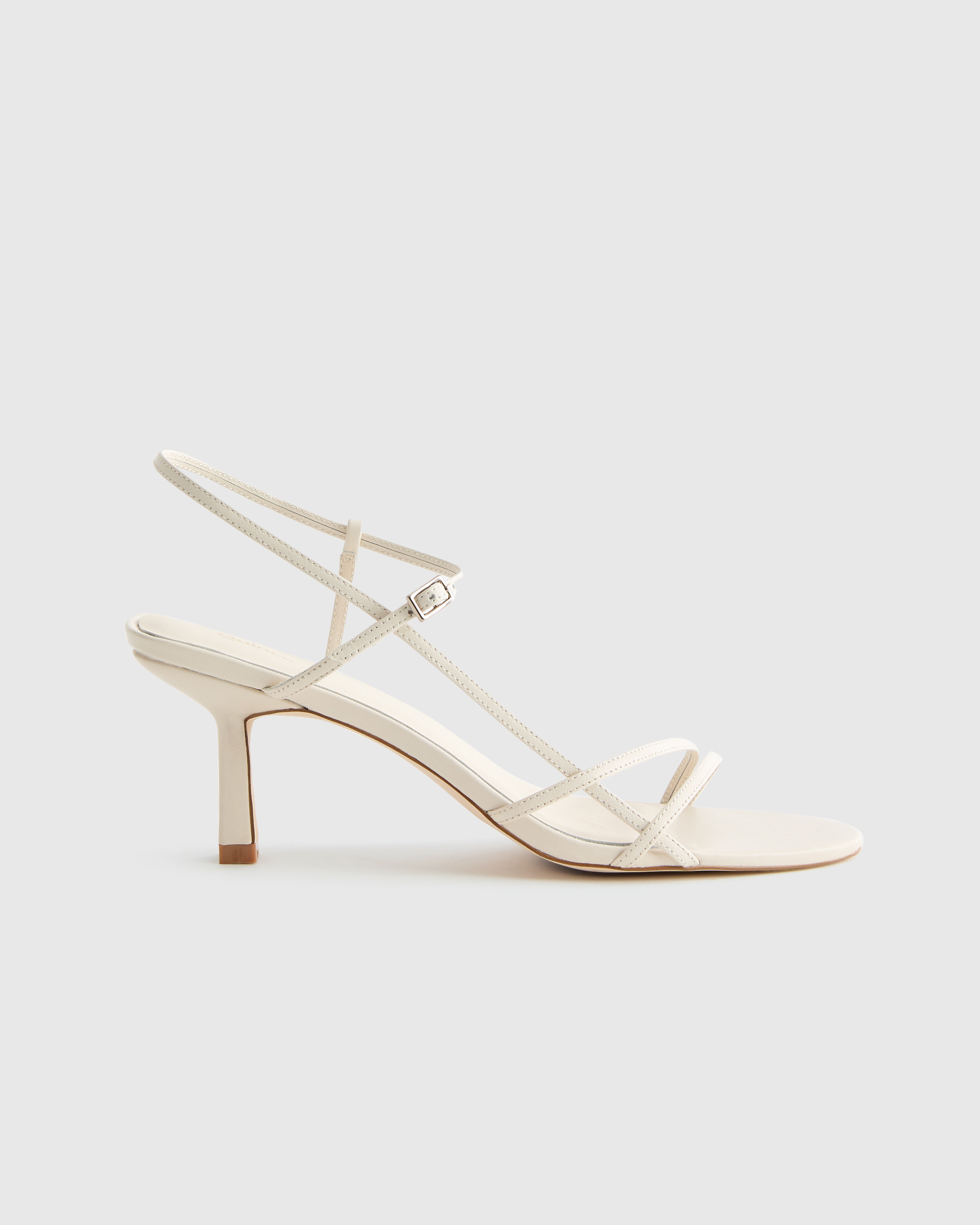 Quince | Women's Italian Leather 70mm Strappy Heel in Bone, Size 6 | Quince