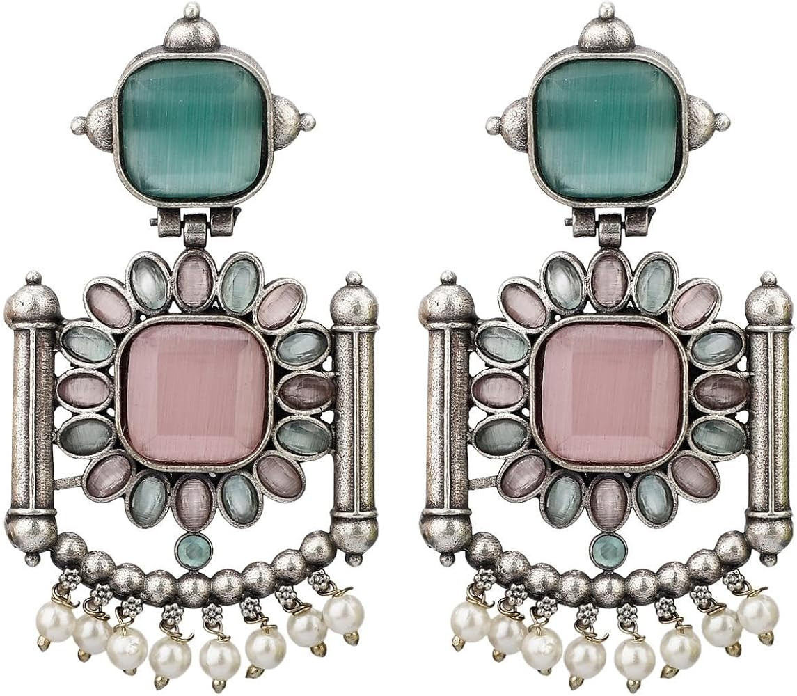 Efulgenz Oxidized Jewelry Boho Antique Oxidized Indian Earrings for Women Multicolor Crystal Faux... | Amazon (US)