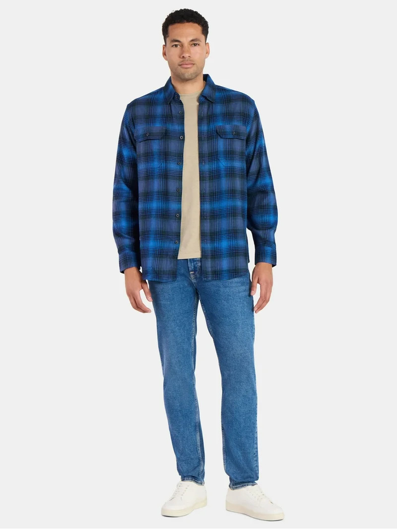 George Men's and Big Men's Double Pocket Flannel Shirt, Sizes XS-3XLT | Walmart (US)