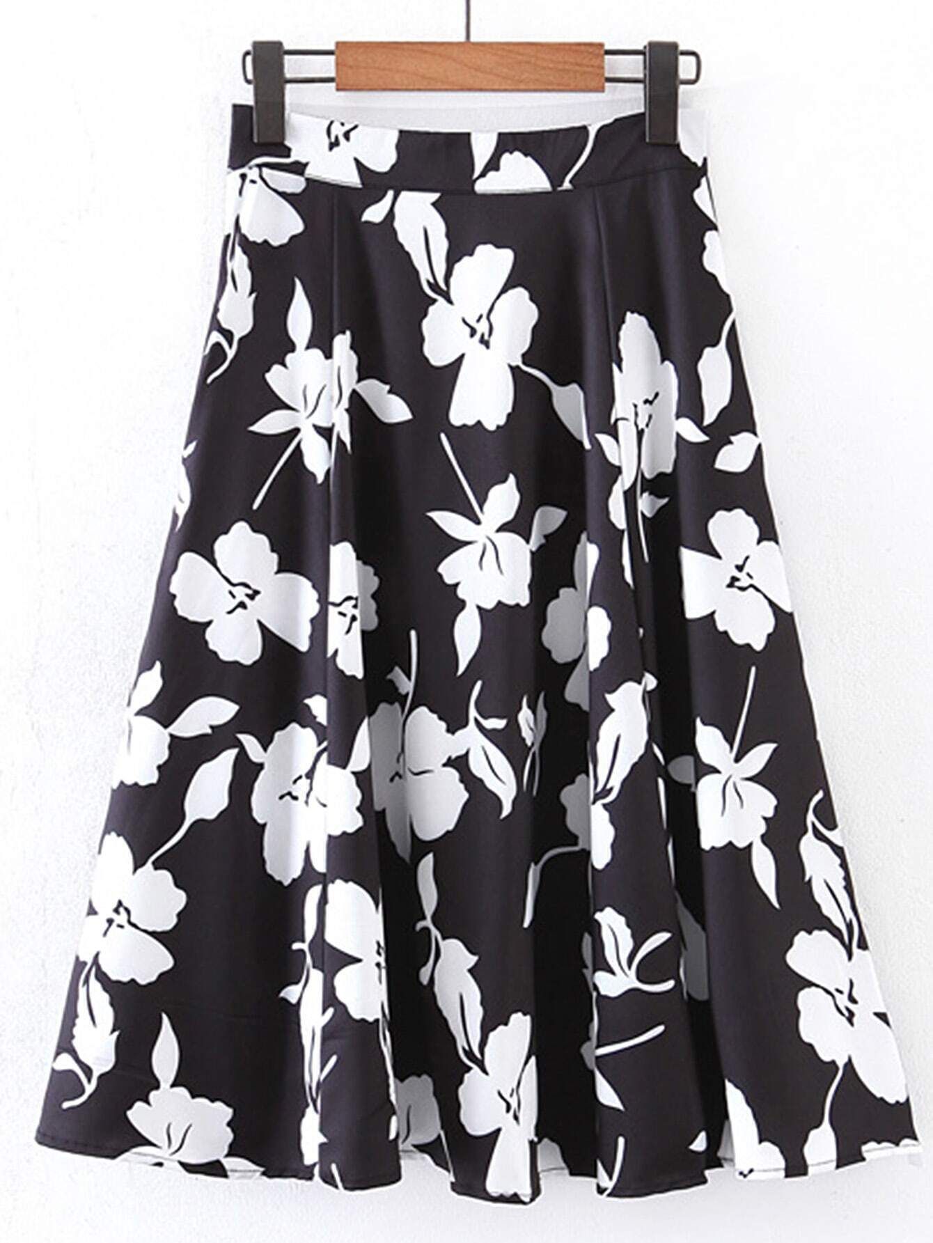 Floral Print A Line Skirt | ROMWE