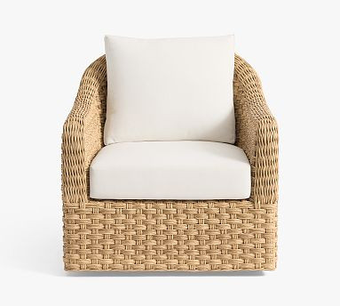 Boca Wicker Outdoor Swivel Lounge Chair with High Performance Cushion Covers | Pottery Barn (US)