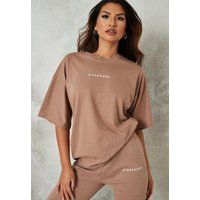Mocha Missguided Oversized T Shirt And Joggers Co Ord Set | Missguided (US & CA)