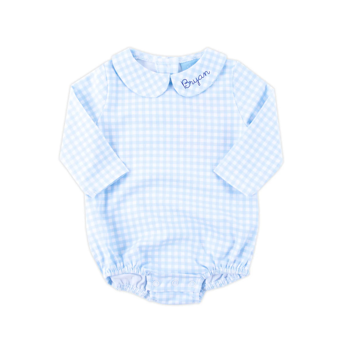 Light Blue Gingham Long Sleeve Bodysuit | Classic Whimsy