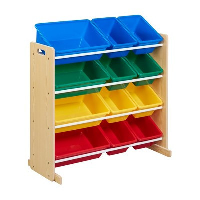 ECR4Kids 4-Tier Organizer with 12 Bins, Natural/Primary | Target