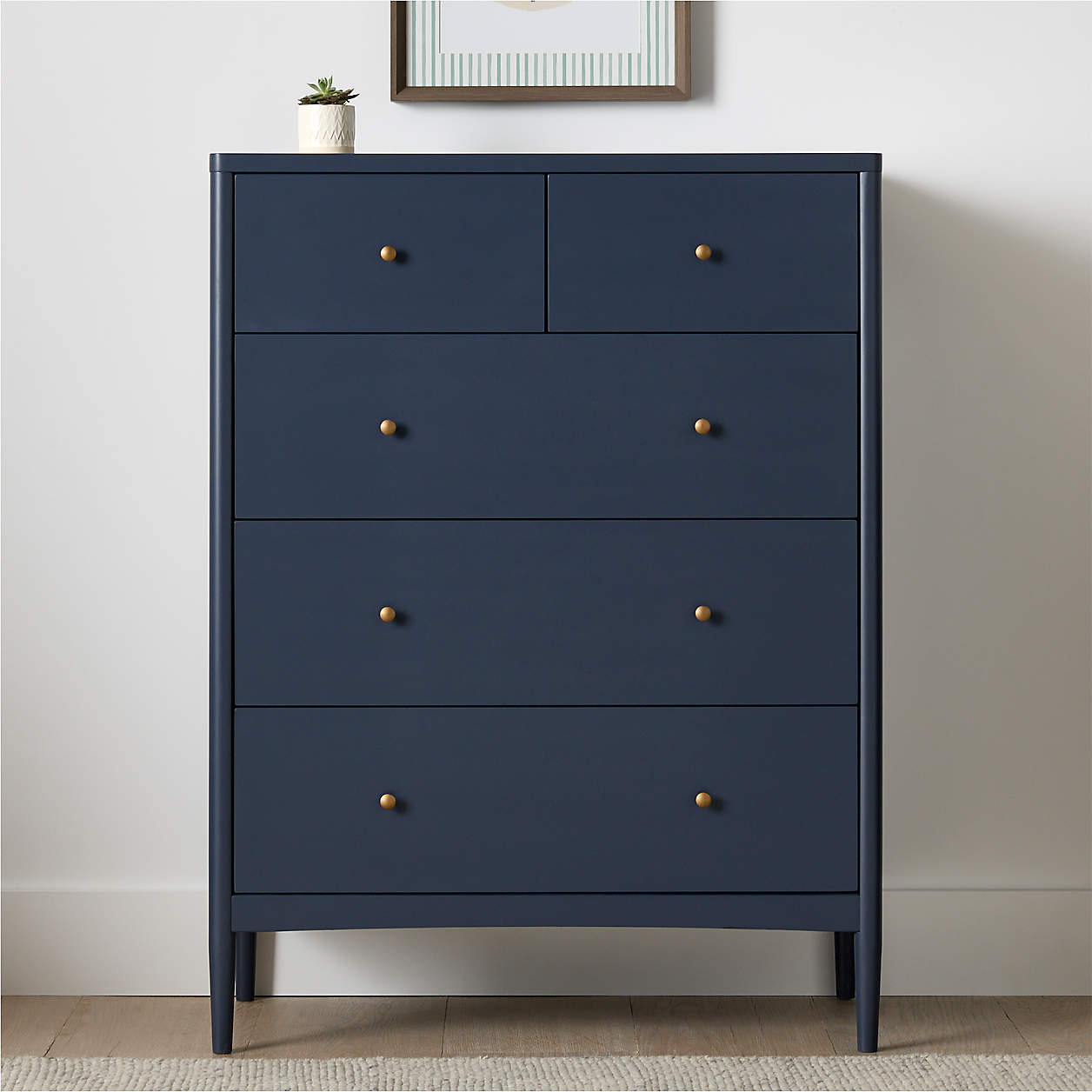 Hampshire 36" Navy Blue Wood Tall 5-Drawer Kids Dresser + Reviews | Crate & Kids | Crate & Barrel