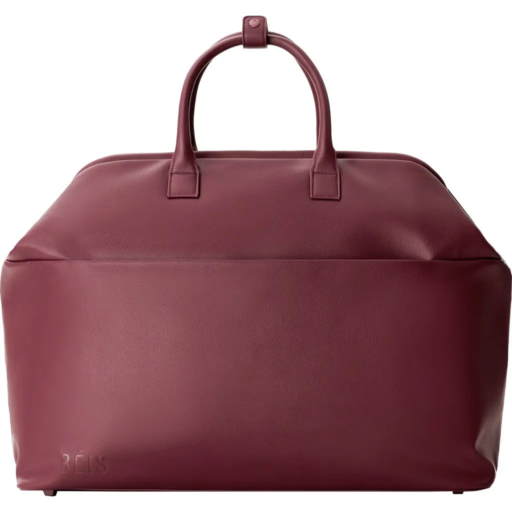 Béis The Essential Faux Leather Weekend Bag in Burgundy at Nordstrom | Nordstrom