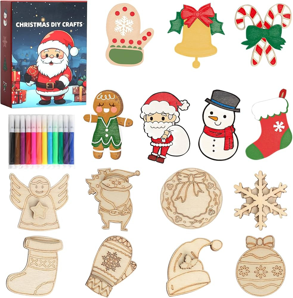 DAIKOYE Christmas DIY Crafts Wooden Magnet Creativity Arts & Crafts Painting Kit for Kids,Christm... | Amazon (US)