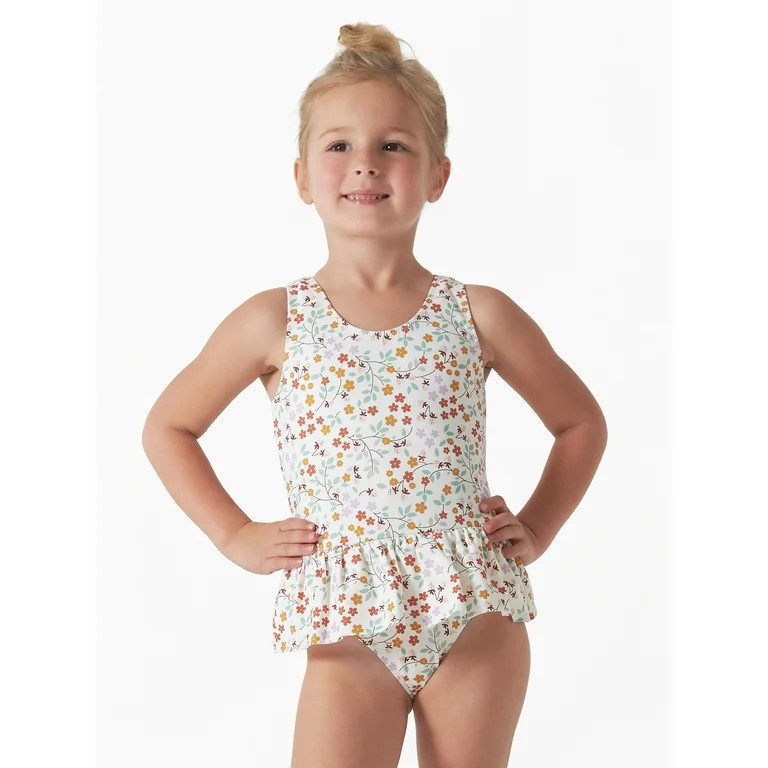 Modern Moments by Gerber Baby and Toddler Girl One-Piece Ruffle Swimsuit with UPF 50+, Sizes 12M-... | Walmart (US)