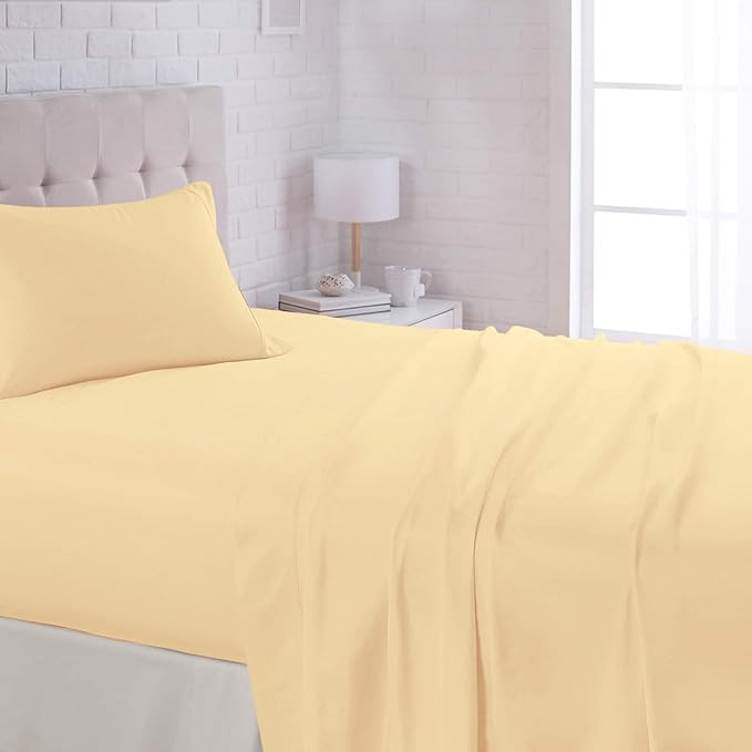 AmazonBasics Lightweight Super Soft Easy Care Microfiber Bed Sheet Set with 16" Deep Pockets - Tw... | Amazon (US)