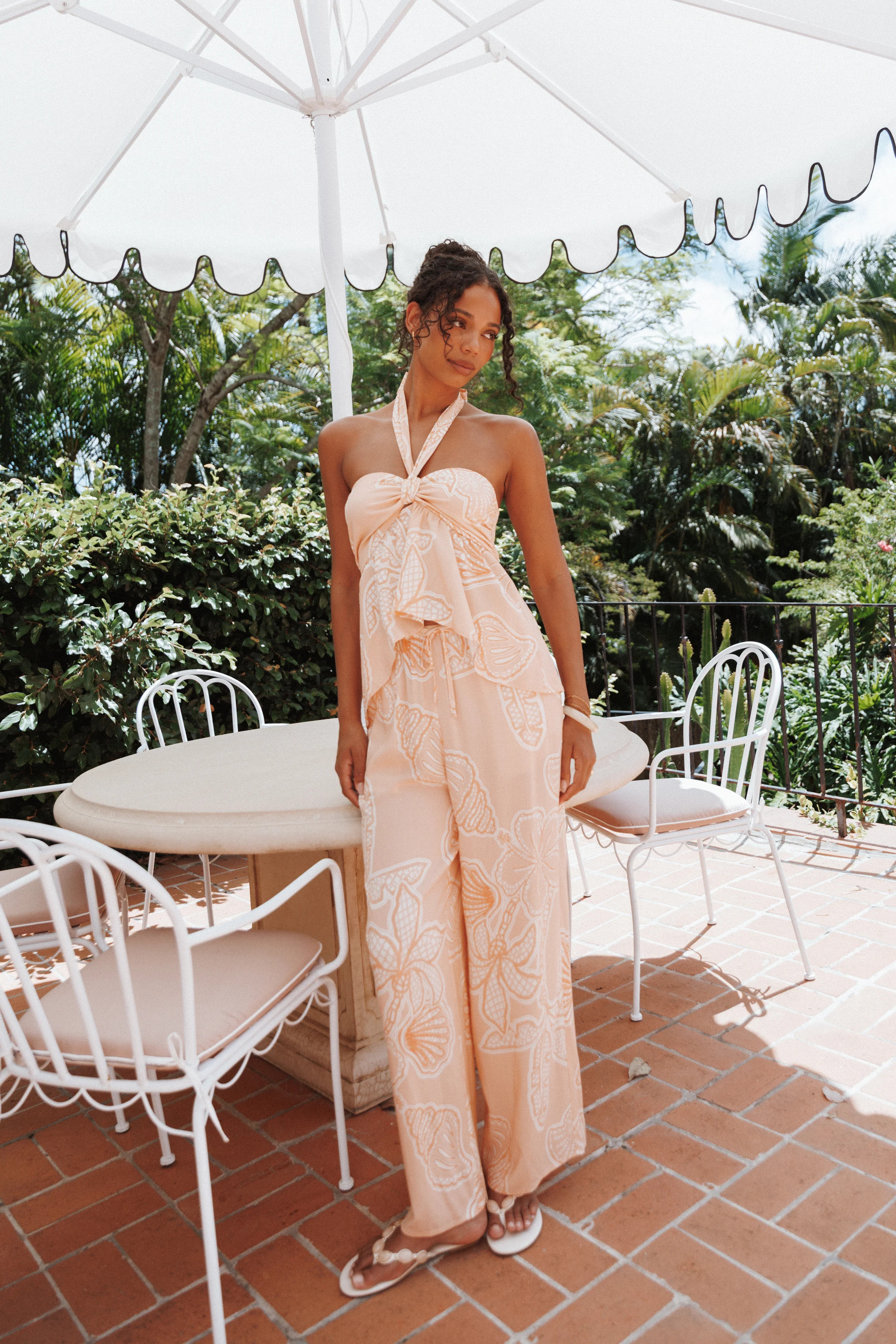 Lira Tie Waist Pant - Peach Floral | Petal & Pup (US)