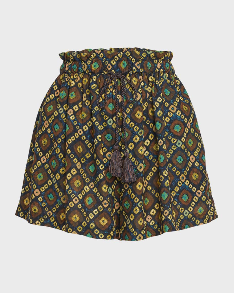 Ulla Johnson Bijou Printed Drawstring Shorts | Neiman Marcus