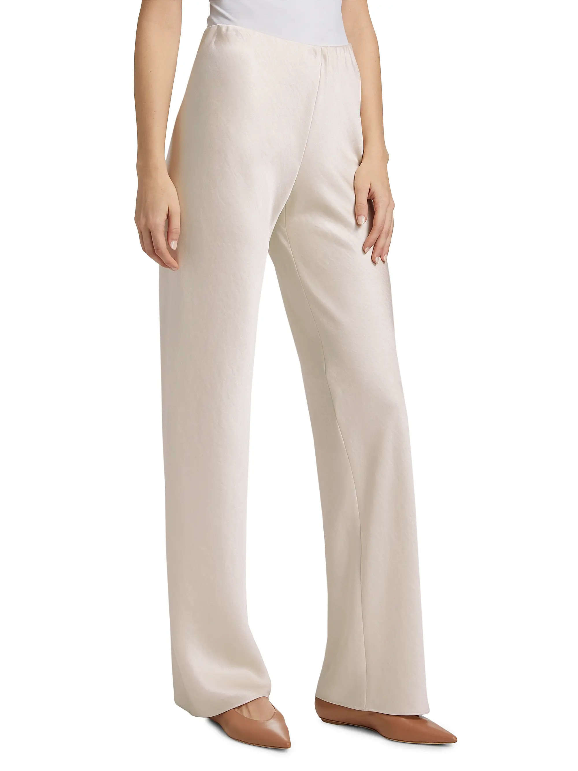 Fluid Bias-Cut Satin High-Rise Trousers | Saks Fifth Avenue