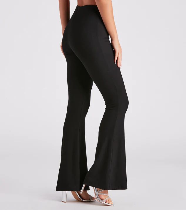 Trendy Babe Ribbed Knit Flare Pants | Windsor Stores