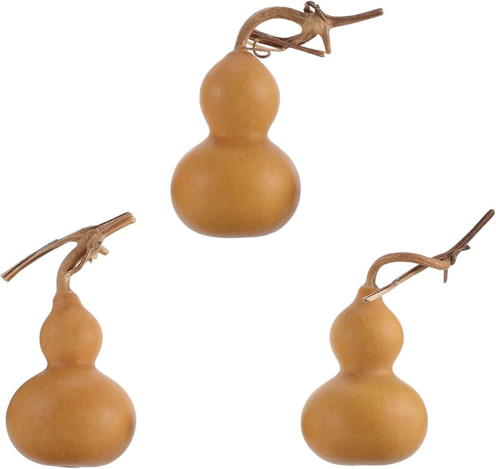 GALPADA Natural Wu Lou Luck Gourd 3Pcs Chinese Hu Lu Gourd Statue Feng Shui Amulet Ornament Deskt... | Amazon (US)