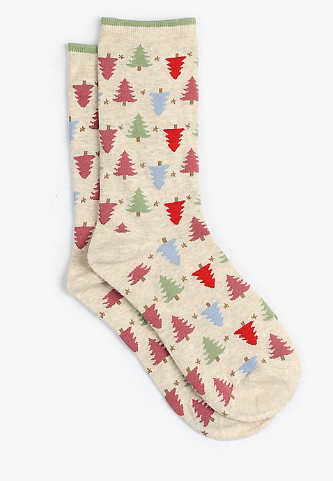 Multi Color Holiday Tree Crew Socks | Maurices