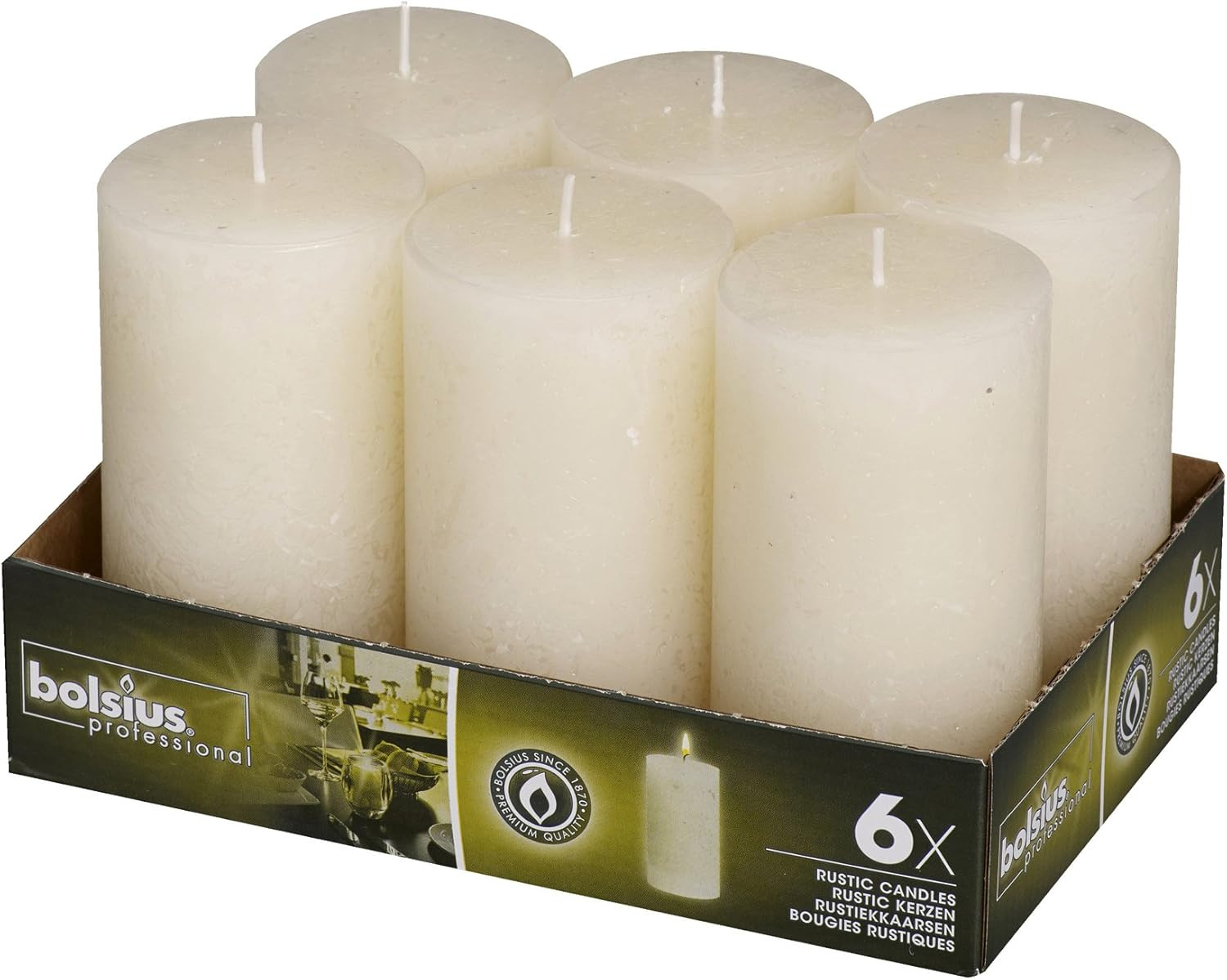 BOLSIUS 6 Pk. Rustic Ivory Pillar Party Wedding Candles 130 X 68mm (Aprox. 2.75 X 5" Inches) | Amazon (US)
