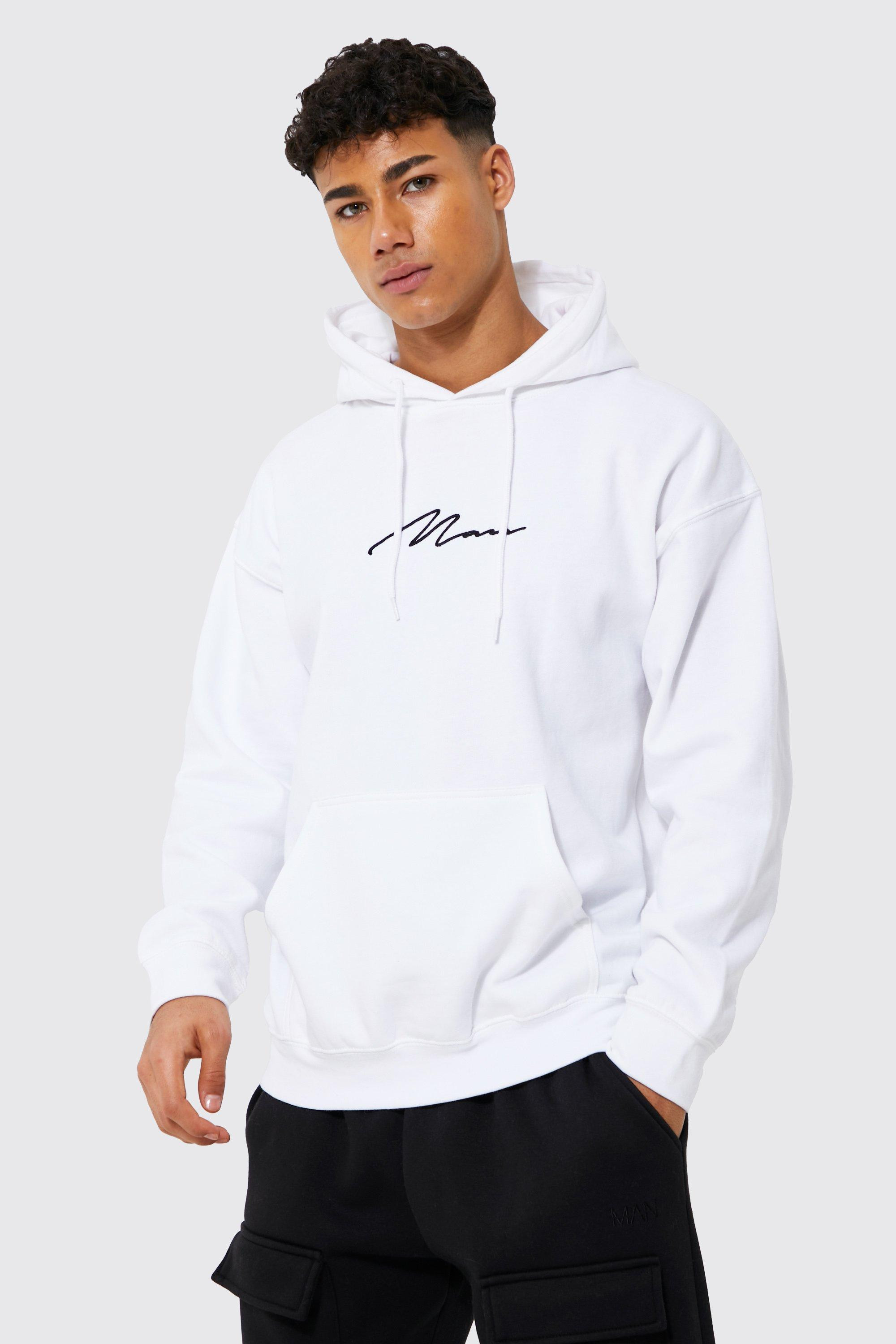 Man Signature Over The Head Hoodie | boohooMAN (US & CA)