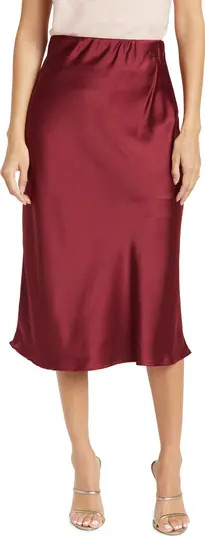 Renee C Solid Satin Midi Skirt in Marigold at Nordstrom Rack, Size Large | Nordstrom Rack