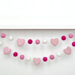 Valentines Garland Valentines Day Felt Ball Garland | Etsy | Etsy (US)