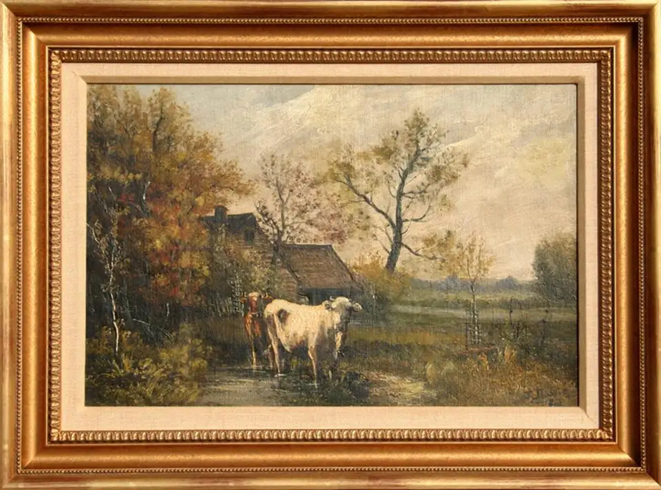 Pastoral Landscape with Cows, Oil Painting by John Parker Davis 1905 | 1stDibs