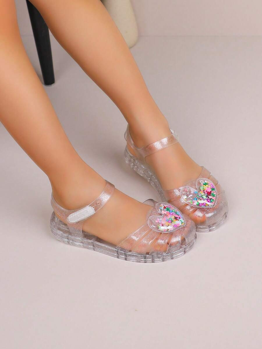 1 Pair Crystal Jelly Flat Sandals, Suitable For Summer Girls | SHEIN