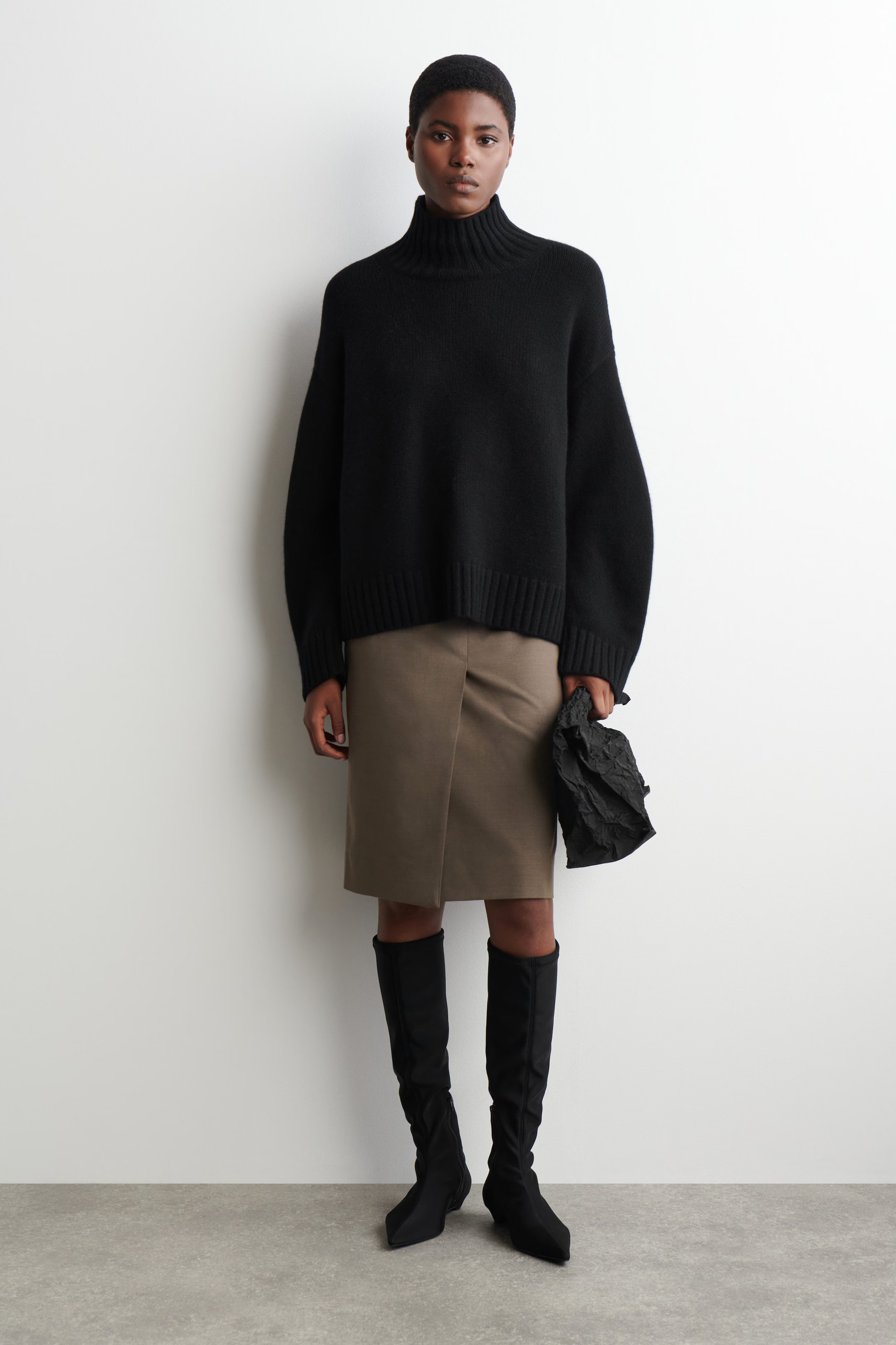 CASHMERE MOCK-NECK SWEATER - BLACK | COS US | COS (US)