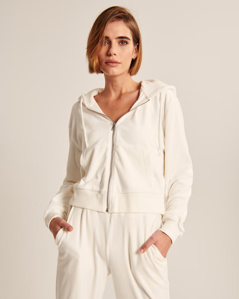 Velour Full-Zip Hoodie | Abercrombie & Fitch (US)