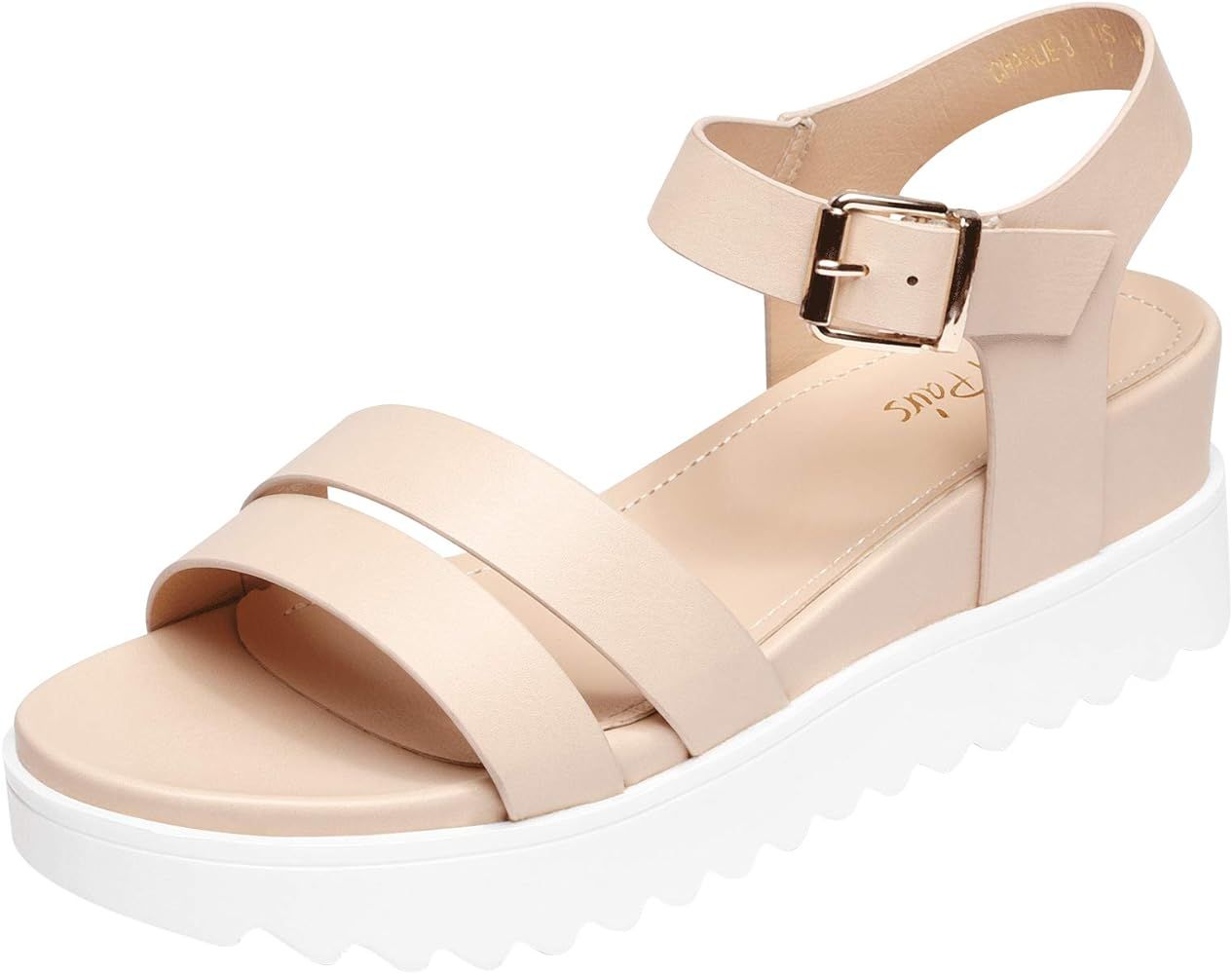 DREAM PAIRS Women’s Cute Ankle Strap Open Toe Comfortable Platform Wedge Sandals Shoes | Amazon (US)
