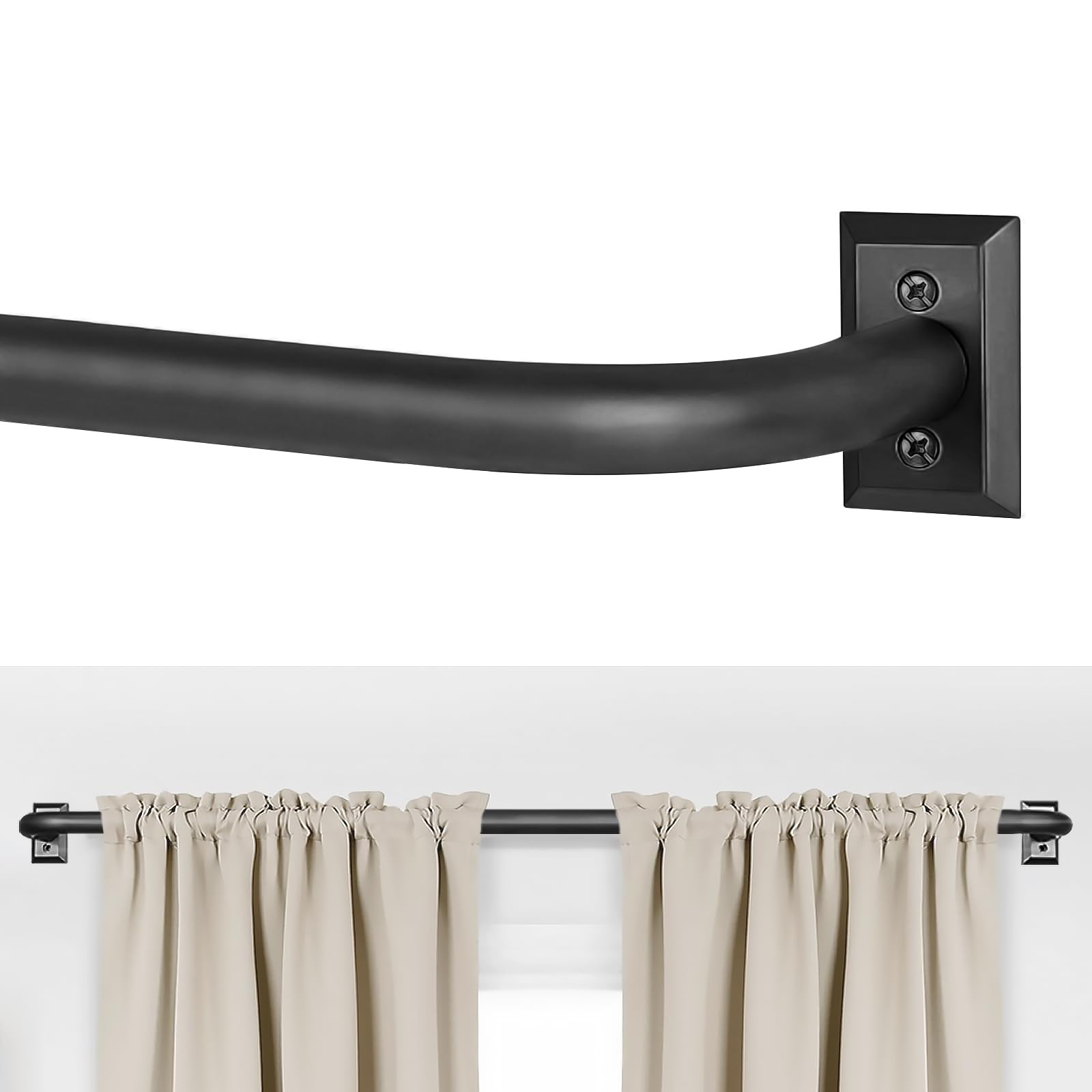 Black Curtain Rods, Room Darkening Curtain Rod for Windows 48 to 90 Inches(4-7.5Ft), Wrap Around ... | Amazon (US)