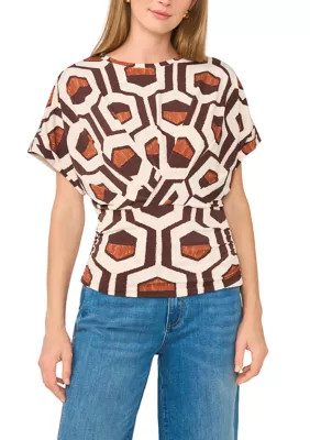 Women's Dolman Sleeve Geo Print Boat Neck Top | Belk