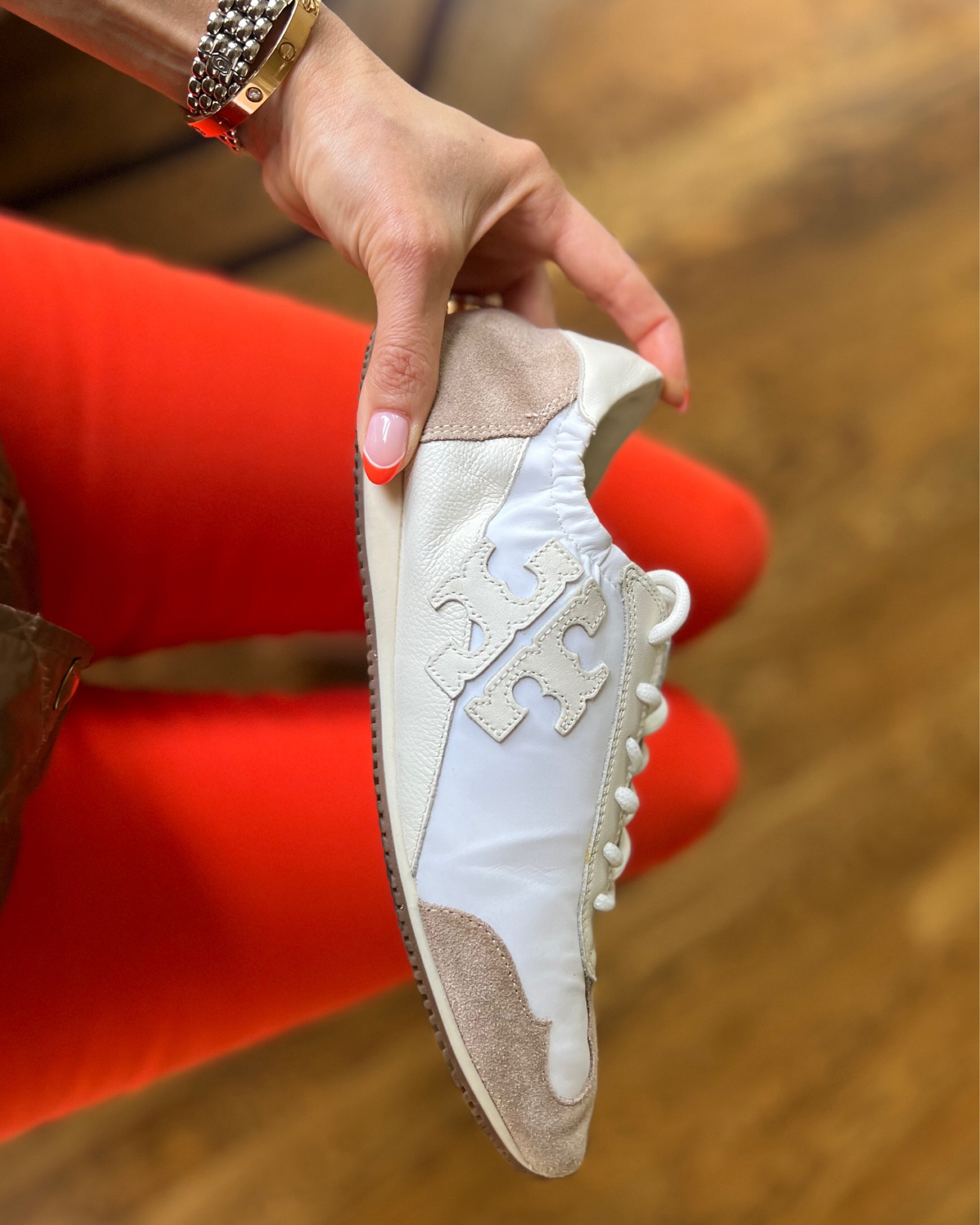 Tory Burch Leather Miller Logo Sneaker ivory/ cerbiatto (size up, rubs narrow & small) 

#LTKstyletip #LTKshoecrush #LTKtravel