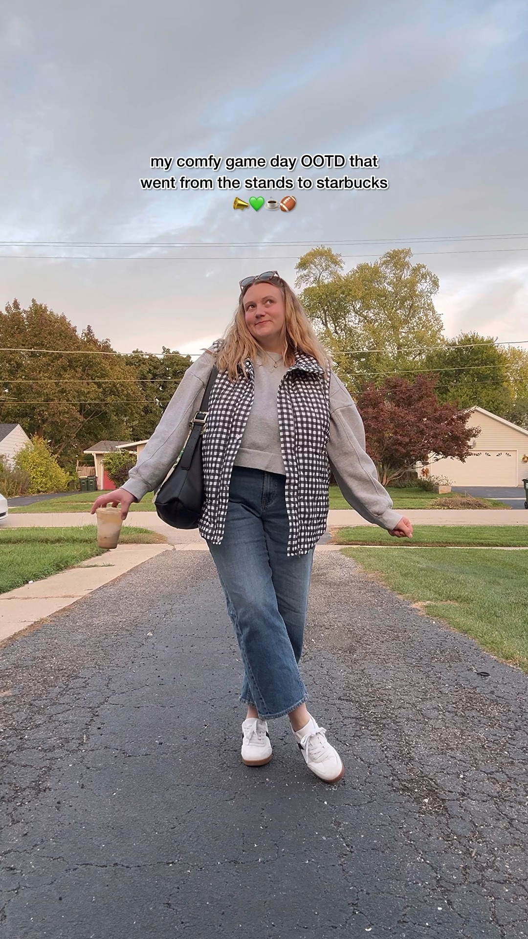 Realizing I was shaking my coffee every second in this 😂 Game day fit that’s comfy, cute, and mostly from @amazonfashion! Some days require both cheering and caffeine. Lol. Linked this fit in my LTK 💚

#gamdayootd #momstyle #amazonfinds #momoutfit #coffeerun #weekendvibes #fallfashion2025 #fallstyle #ootdinspo #momlife 

#LTKSeasonal #LTKMidsize #LTKSaleAlert