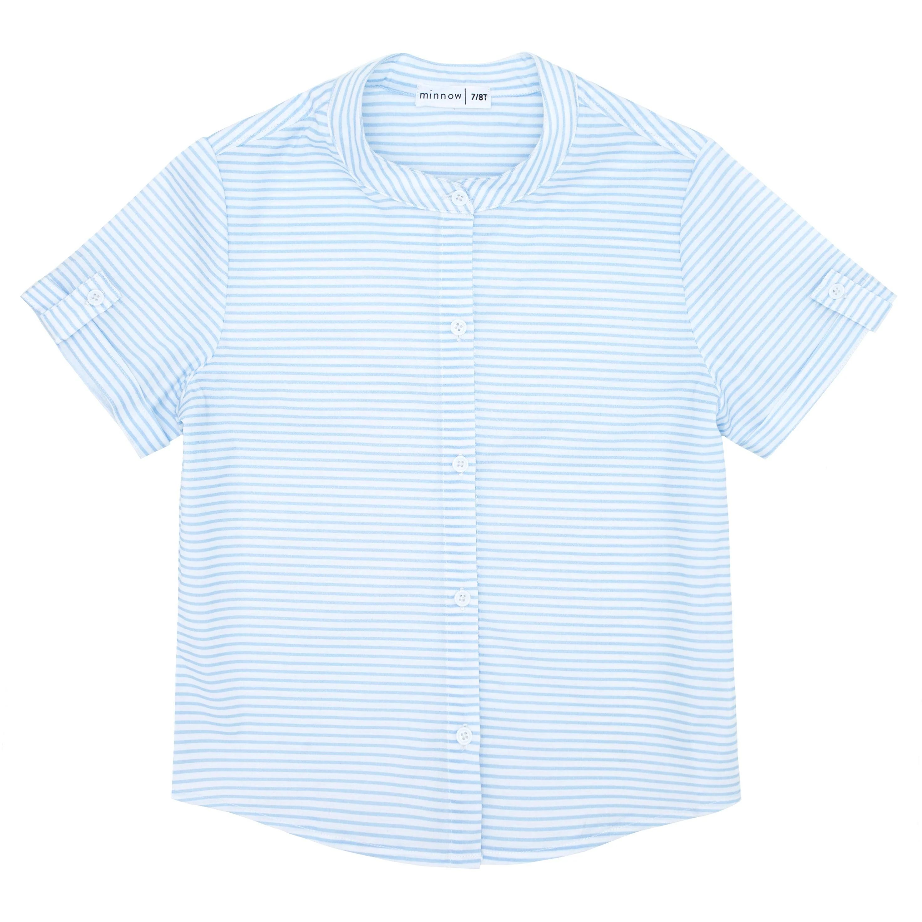 boys powder blue stripe button down shirt | minnow