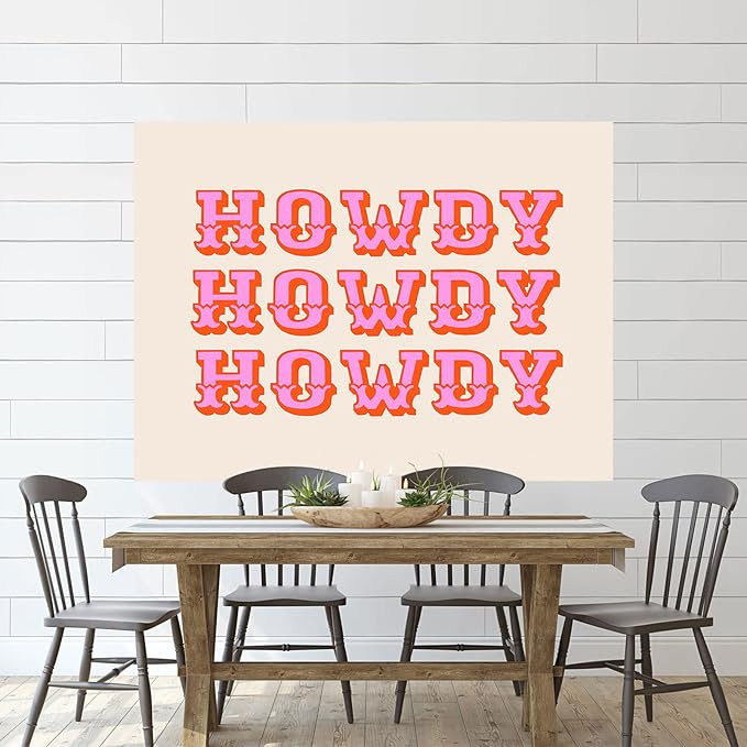 Yanikki Howdy Tapestry Cute Preppy Retro Vintage Funny Tapestry Decor Aesthetic for College Bedro... | Amazon (US)