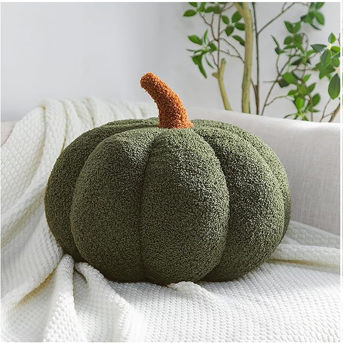Pumpkin Pillows Fall Decor Dark Green Plush Sherpa Pumpkin Decor Pillow for Couch Bed Home Hallow... | Amazon (US)