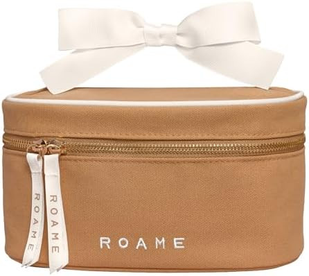 Roame Everyday Vanity Bag – Elegant Canvas Cosmetic Travel Bag with Zipper, Spacious Toiletry O... | Amazon (US)