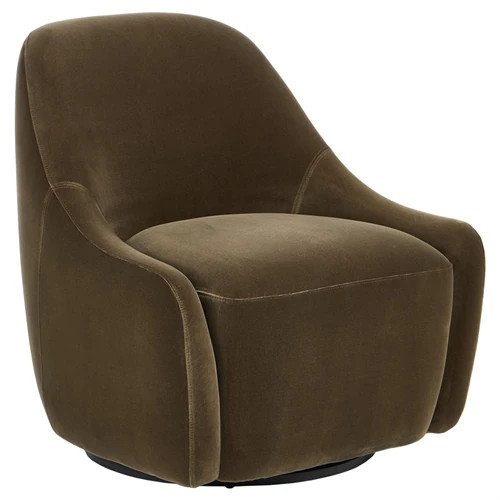 Tara Modern Classic Surrey Olive Velvet Swivel Chair | Kathy Kuo Home