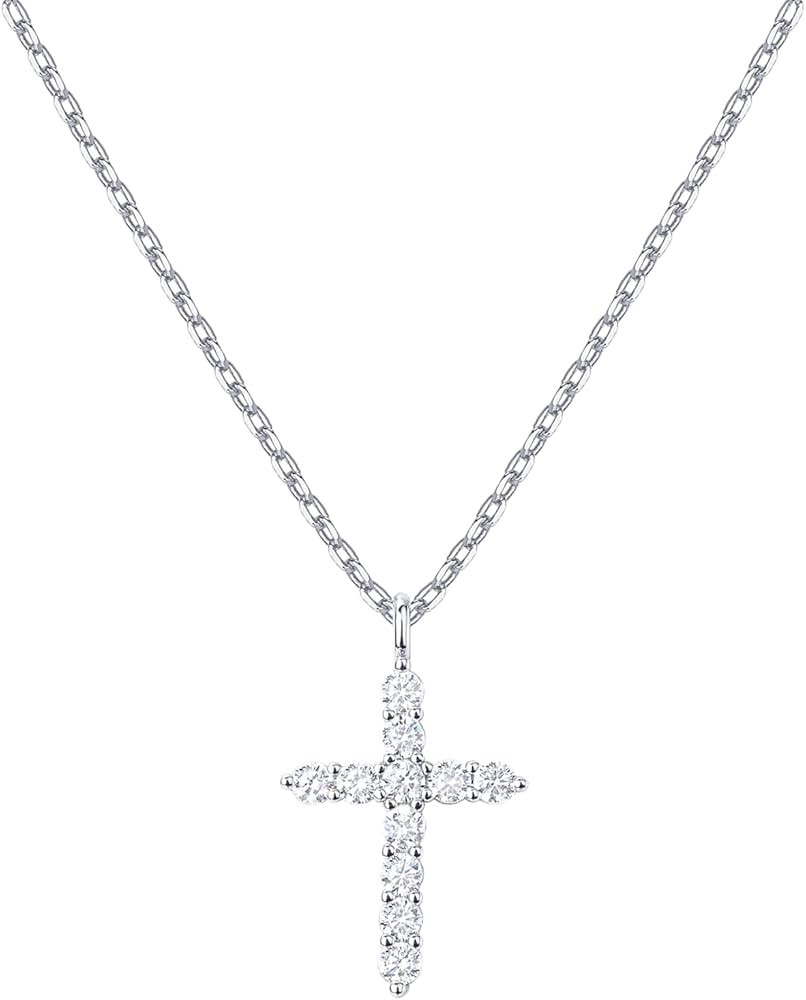 PAVOI 14K Gold Plated Cubic Zirconia Cross Necklace for Women | Sideways Cross Faith Pendant Neck... | Amazon (US)