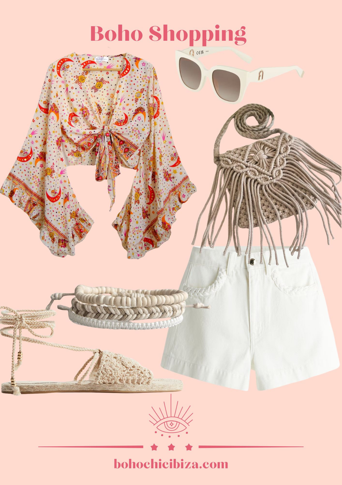 Boho Shopping ♡
- Boho Wrap Top
- Braided-trim denim shorts
- Beige Espadrilles
- Boho Bracelets Sets
- Handmade Macrame Crossbody Bag
- Furla Sunglasses 

 #LTKsummer #LTKfestival #LTKstyletip