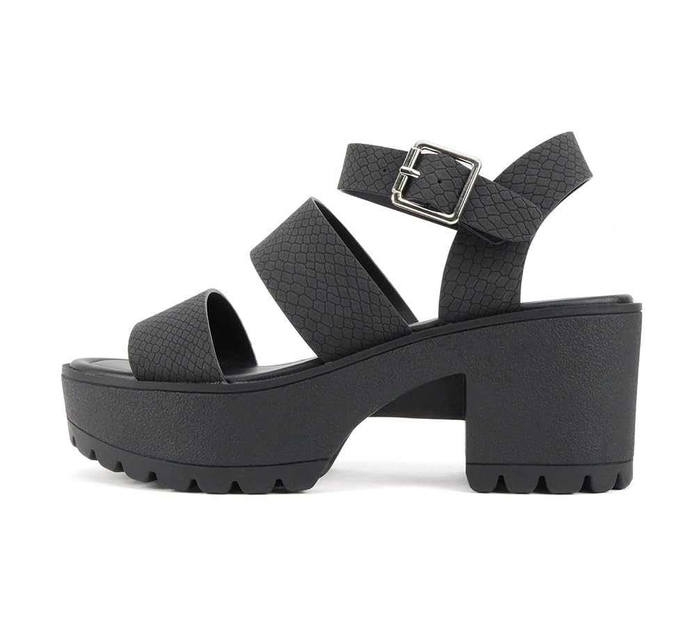 Soda ACCOUNT ~ Women Open Toe Two Bands Lug sole Fashion Block Heel Sandals with Adjustable Ankle... | Amazon (US)