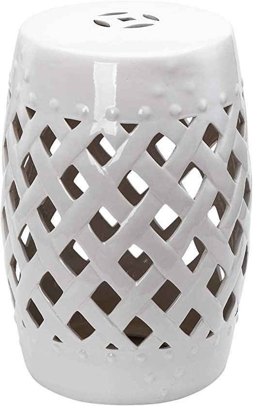 Outsunny 13" x 18" Ceramic Garden Stool with Woven Lattice Design & Glazed Strong Materials, Whit... | Amazon (US)